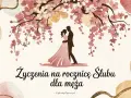 Para młoda pod kwitnącą wiśnią. Oryginalne życzenia na rocznicę ślubu dla męża.