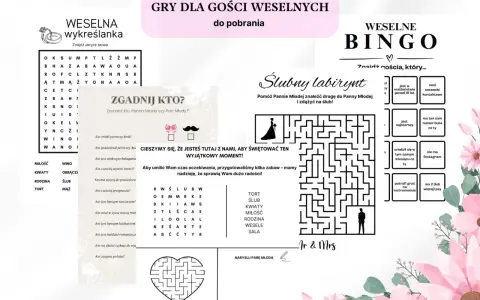 Gry weselne: wykreślanka, bingo, labirynt i zgadywanki. Zabawy dla gości, by umilić czas i sprawić radość.