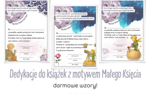 Dedykacja do książki na ślub z Małym Księciem. Wzory z cytatami i ilustracjami.