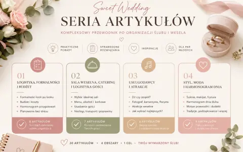Przewodnik po organizacji ślubu i wesela: logistyka, sala, usługodawcy, styl. Wszystko, co potrzebne do zaplanowania idealnej ceremonii zaślubin.